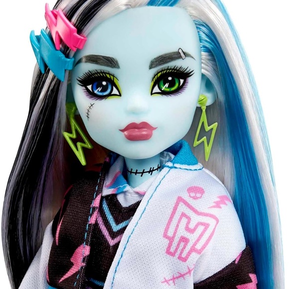 Monster High Doll, Frankie Stein with Blue & Black Streaked Hair Watzie - Picture 4 of 6